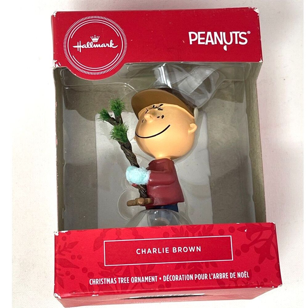 Hallmark Christmas Tree Ornament Peanuts Charlie Brown Kneeling with Tree NEW
